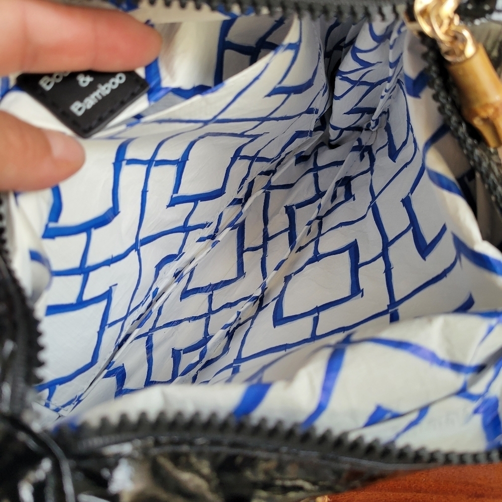 Bourbon and Bamboo The Perfect Bag Small Black Clutch Zipper Gold Hardware - Picture 7 of 12